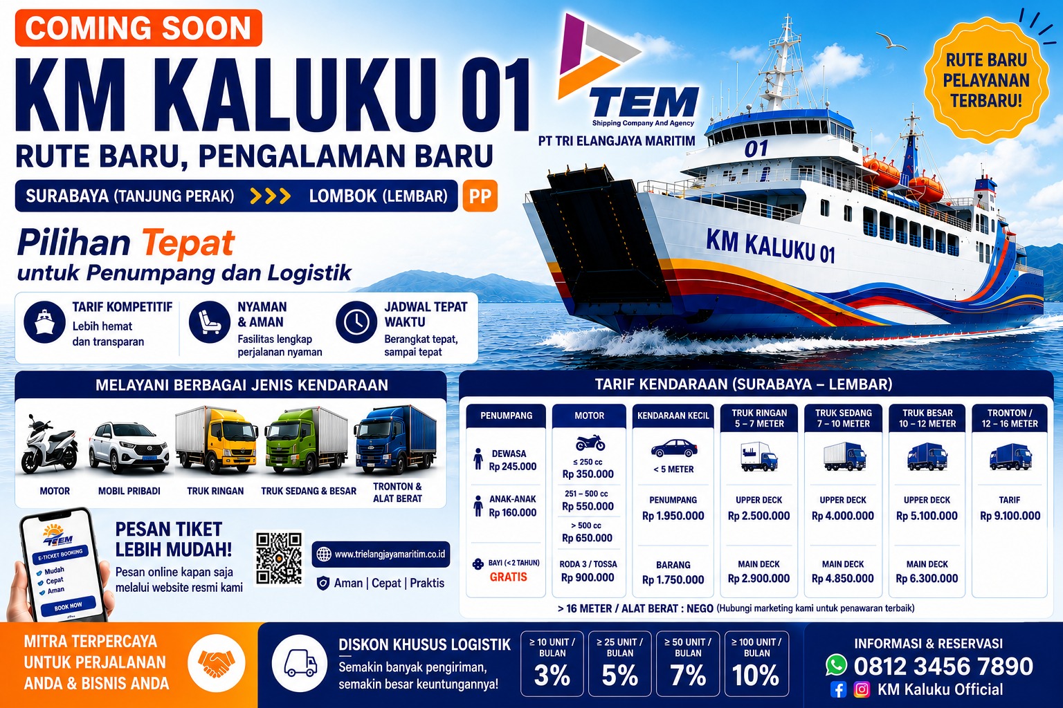 Tarif & informasi KM Kaluku 01 Surabaya–Lombok